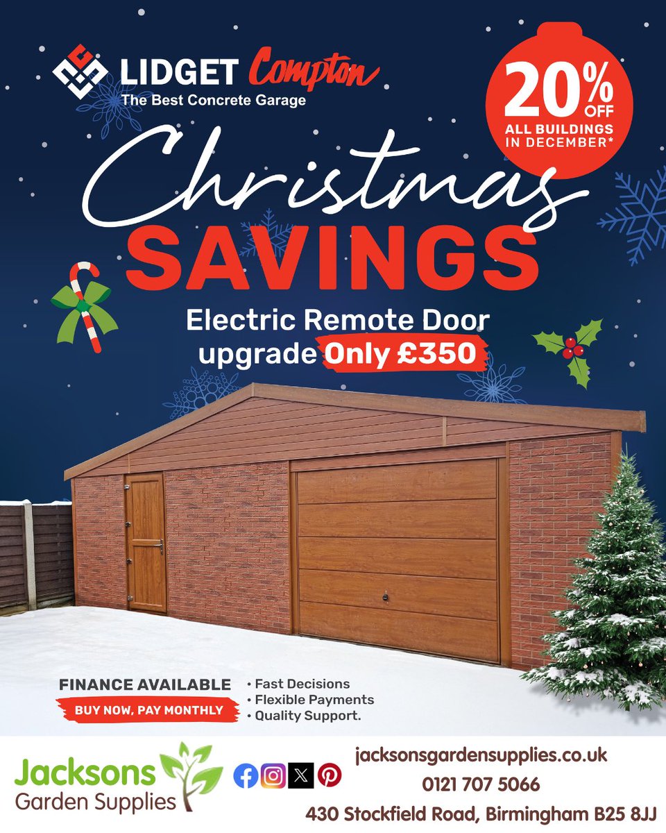 jgardensupplies's tweet image. December deal time!
⭐ 20% off concrete buildings
⭐ Remote door operator only £350
Delivered &amp;amp; erected | Secure | Maintenance-free
Finance available + old garage removal/base laying (location dependent)
#JacksonsGardenSupplies #concretegarage #decemberoffers