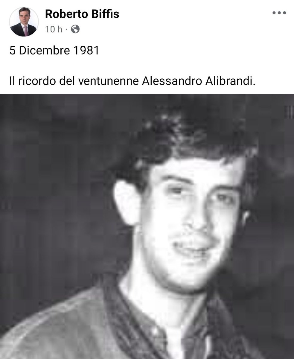 Roberto Biffis, presidente dell’ANVGD di Treviso e responsabile regionale del Dipartimento Editoria di Fratelli d’Italia in Veneto, nel suo post celebra Alibrandi. Terrorista NAR coinvolto negli omicidi Amato, Evangelista e Verbano. Un gesto politicamente gravissimo. #matrice