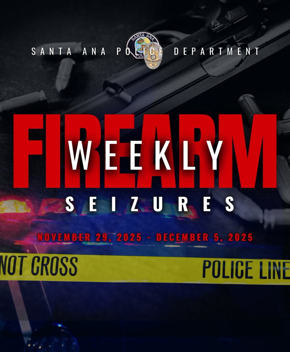 SantaAnaPD's tweet photo. #SantaAnaPD #WeeklyFirearmSeizures 11/29/2025 - 12/05/2025 #GunsOffTheStreets https://t.co/IlFunVphCj