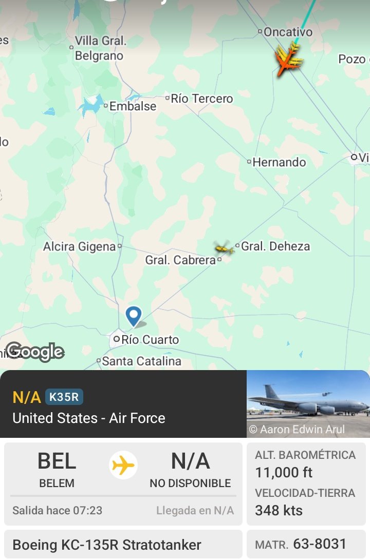 🔴 #AHORA - Llegan los #F16
Parte  de la comitiva que acompaña a los nuevos aviones de la Fuerza Aérea Argentina ya estan muy próximos a Río Cuarto, #Cordoba