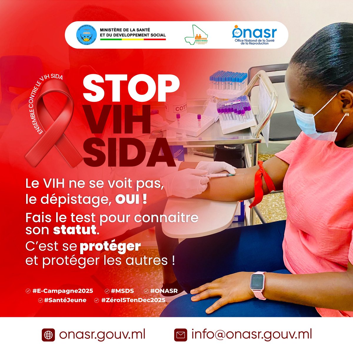 Le VIH ne se voit pas, le dépistage, OUI ! Faire le test pour connaitre son statut.

C’est se protéger et protéger les autres !

#E_Campagne2025
#MSDS
#ONASR
#SantéJeune
#ZéroISTenDec2025 
#ChaqueEnfantCompte