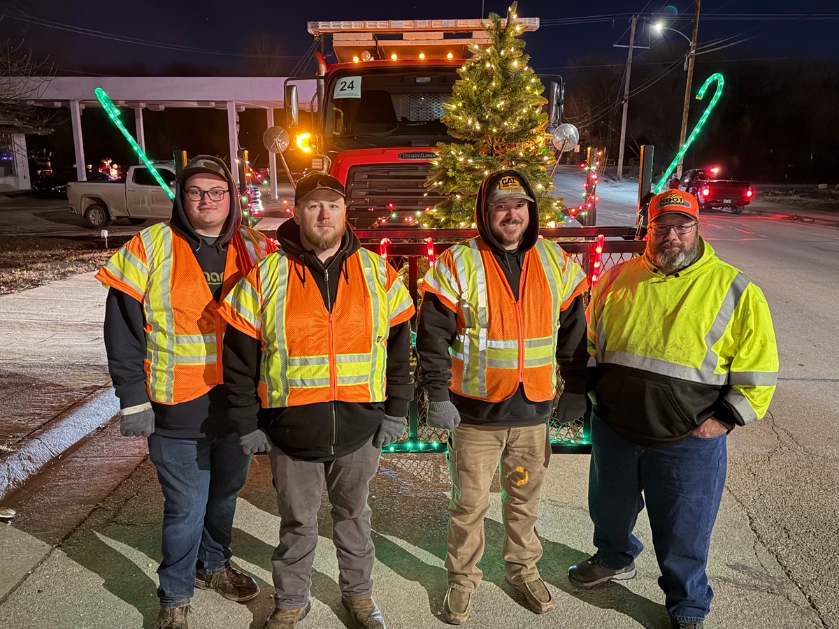 KDOT crew members from the Fort Scott Subarea shared their holiday spirit on Thursday night by participating in the annual Fort Scott Christmas Parade. The employees jazzed up a dump truck with lots of decorations, bright lights and a tree.