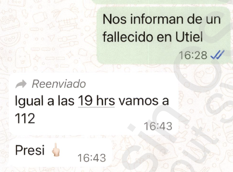 A tot açò, a les 16:28 informen ja d'una mort a Utiel... sembla que l'assesor li fa arribar la info al president, que ja si això cap a les 19:00 s'acosta a l'Eliana, que ara li ve mal