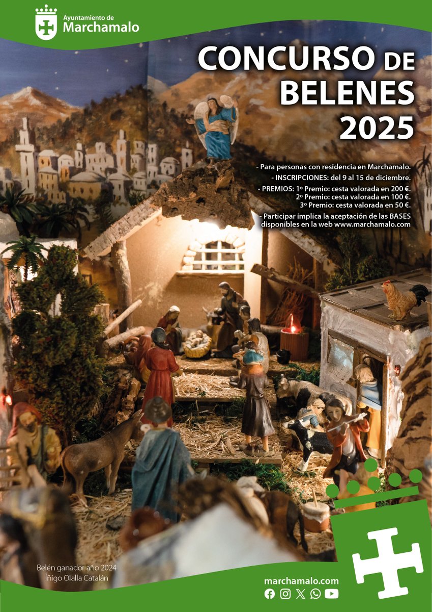 🔊 CONCURSO DE BELENES 2025
📅 Inscripciones: 9 al 15 de diciembre

🌠 Para participar en nuestro Concurso de Belenes, lee las bases y presenta tu inscripción con las fotografías de tu Belén en el correo electrónico:
📩 concursos@marchamalo.es

BASES:
➡️marchamalo.com/noticias/anunc…