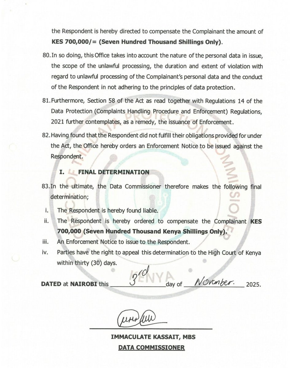 Thuranira_1's tweet photo. An employer has been ordered to pay Ksh 700,000 for recording an employee's phone call.The employee refused to consent and was promised the recording would be deleted, but  it was kept for a year, shared with a sister company, and used in unrelated arbitration. The ODPC ruled this a clear violation of data protection laws.

Recording employees' phone calls without proper consent or using data for other purposes is illegal. Vague notices, broken deletion promises, and “just in case” recordings can now cost you dearly.