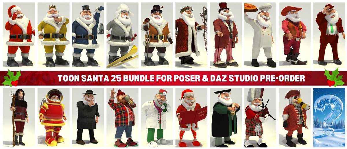 meshbox's tweet photo. Toon Santa Bundle 25 for #Poser3D & #DAZ3DNow Available at Pre-Order Discount. #3dmodel #xmas #santaclaus #noai #toonsanta https://t.co/285yxcqA5J https://t.co/B7u3OwZbyE
