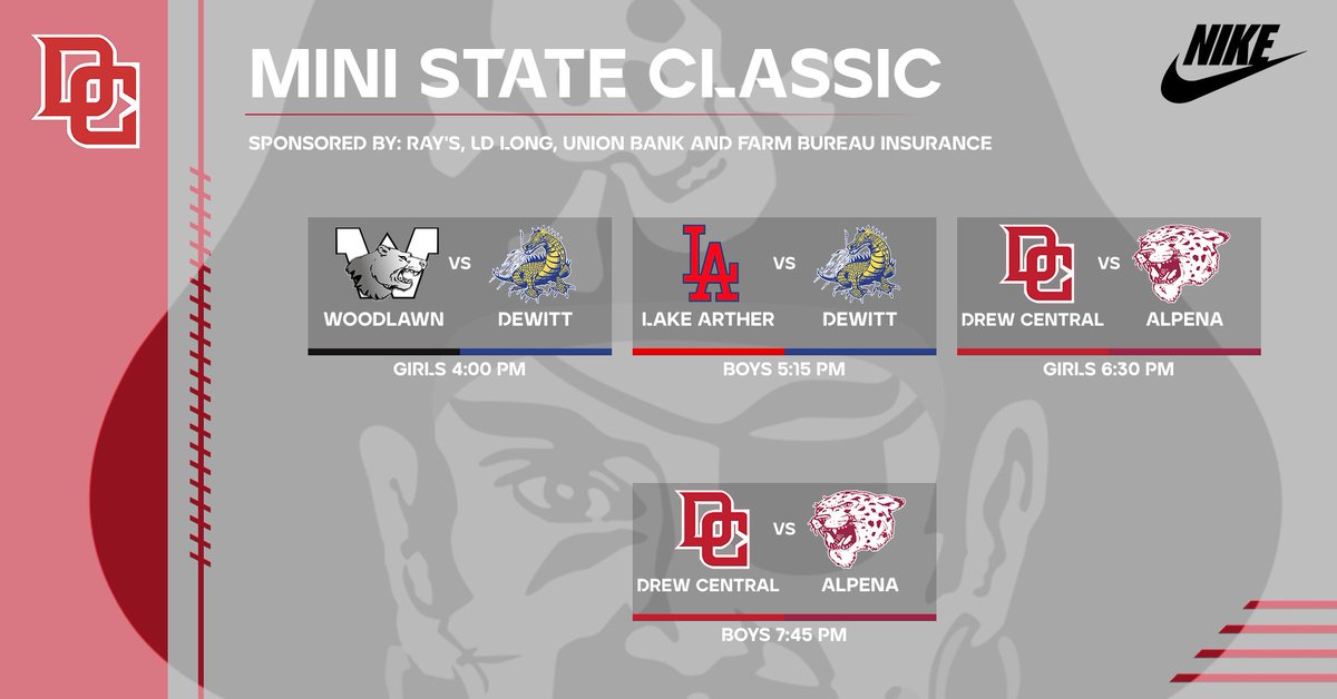 LPBbaby's tweet photo. π₯ MINI STATE CLASSIC is on! A HUGE thank you to our sponsors: Ray's, LD Long, Union Bank and Farm Bureau Insurance for making it happen. See you there! #DrewCentral #BallIn https://t.co/NoXNL08PZ6