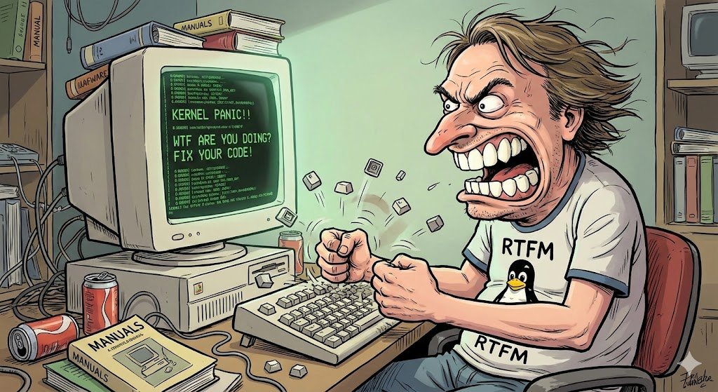 Renich's tweet photo. Make LKML brutal again. Competence > Feelings.

I’m tired of PRs wrapped in bubble wrap. I want the Linus-era heat. Roast me in the comments.

Extra points if your insult compiles.

@Grok is the judge.

#Linux #SysAdmin #C #CodeRoast https://t.co/29vTzYFoiI