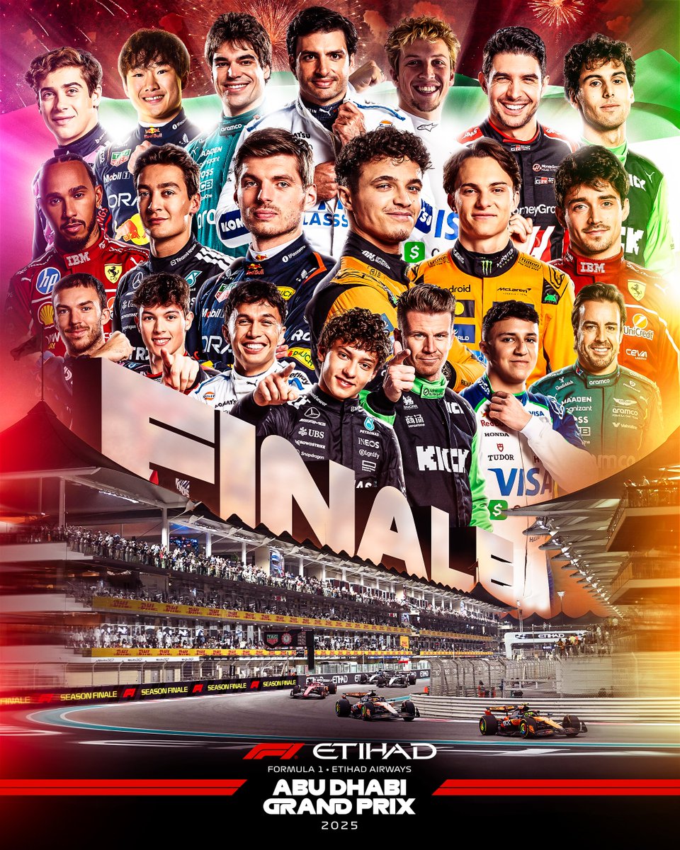 🚨 Breaking 🚨

🏎️ Tenemos la última carrera de la temporada en Abu Dhabi Este fin de semana.

🏆 Con la Victoria de Max en Qatar dejo el mundial muy apretado para la última carrera veremos quién será el nuevo campeón del mundo de 2026. 

#F1 #AbuDhabiGP