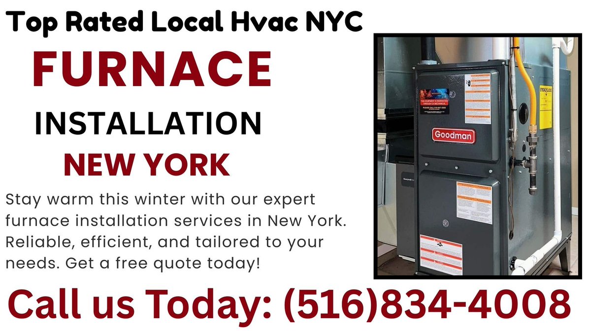 THvacnyc's tweet photo. Stay warm this winter with our expert furnace installation services in New York. Reliable, efficient, and tailored to your needs. Call us (516)834-4008 , https://t.co/gMjCZPWSKW
#Furnace, #FurnaceRepair, #Boilers, #HeatPump(s), #Heat, #Fireplaces, #furnaceinstallation https://t.co/S8LnZEuCO2