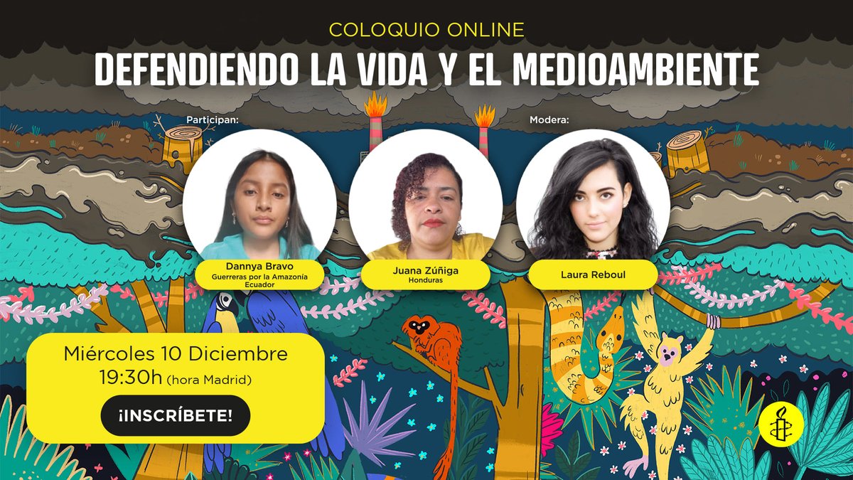 El 10 de diciembre, día de los derechos humanos, te invitamos a unirte a esta charla para conocer de cerca dos historias inspiradoras sobre defender la vida y el medioambiente.
🇪🇨 Desde Ecuador, estará Dannya Bravo, que con 13 años, planta cara a quienes quieren llevarse sus