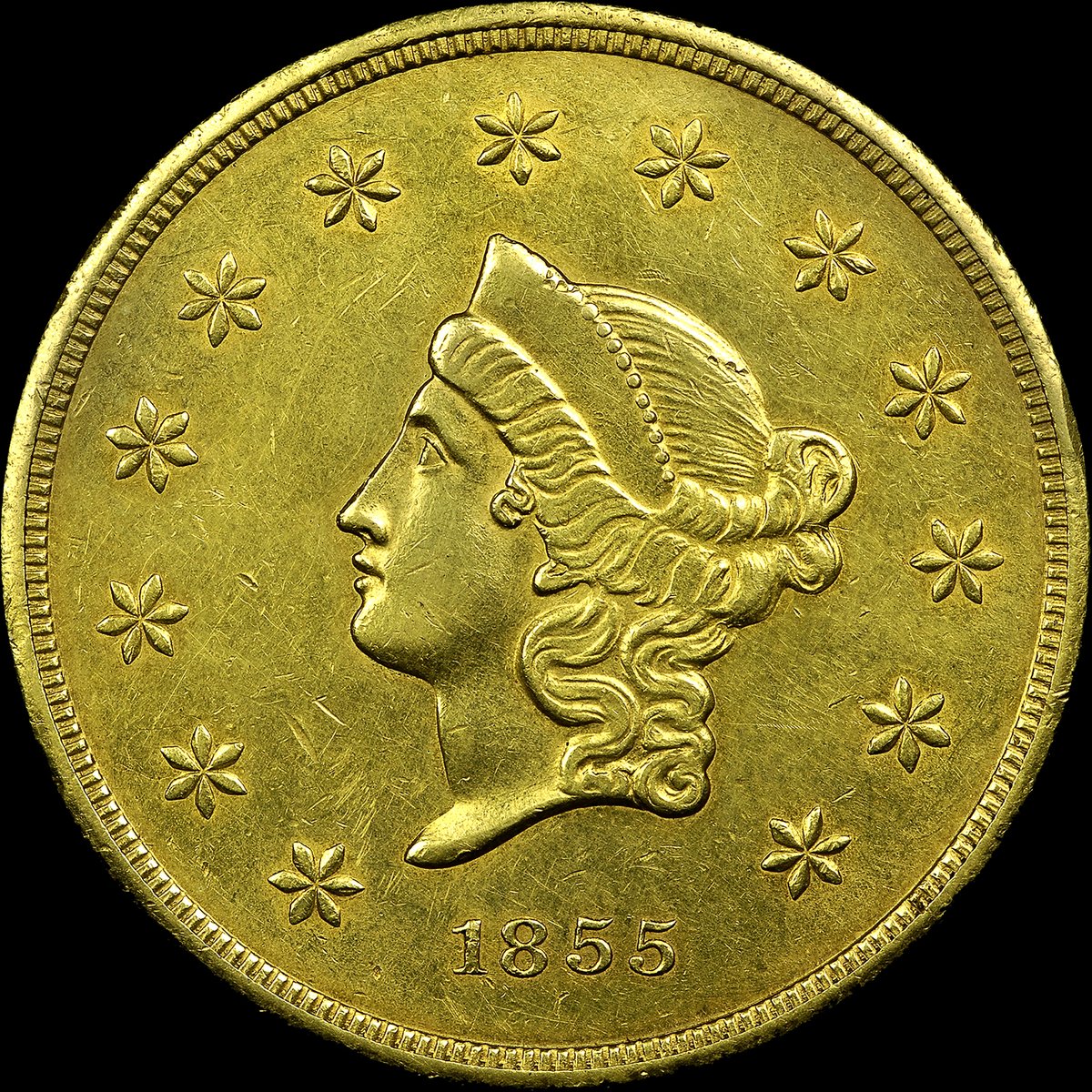 NGCcoin's tweet image. Coin of the Day: On this day in 1848, President Polk confirmed the discovery of a large amount of gold in California. This Wass Molitor 1855 $50 that was struck during the Gold Rush is a top highlight in a January Heritage sale: tinyurl.com/4xw698d3 #gold #goldrush #goldcoins