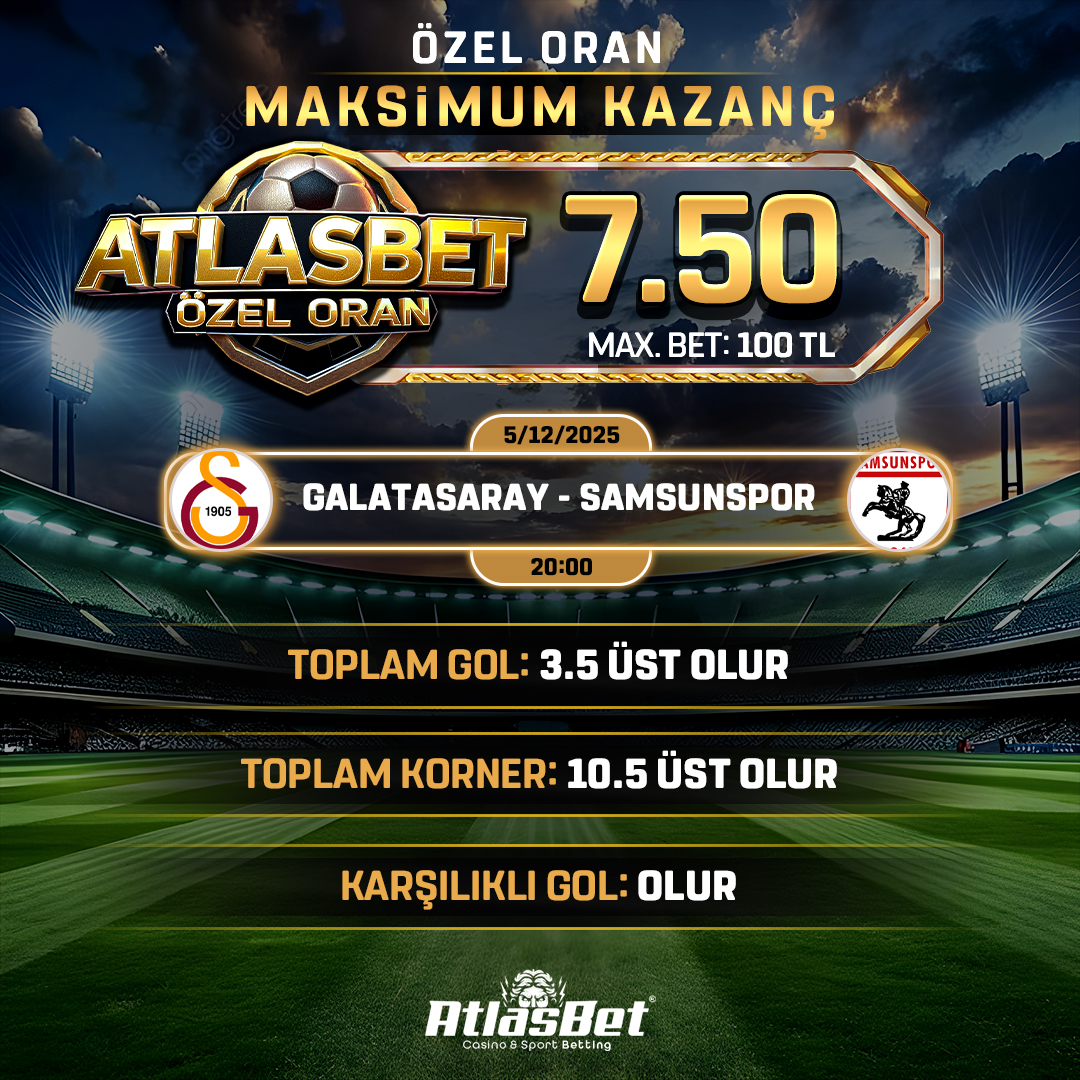🏆#AtlasBet Günün Özel Oranları ile Sizlerle

💲💲💲💲💲💲💲💲

📢 ÖZEL ORAN : 7.5
MAX BAHİS : 100TL

➡️ GÜNCEL GİRİŞ (t2m.io/atlasbetgiris)   
💵YATIRIM REHBERİ (atlasodeme.com)