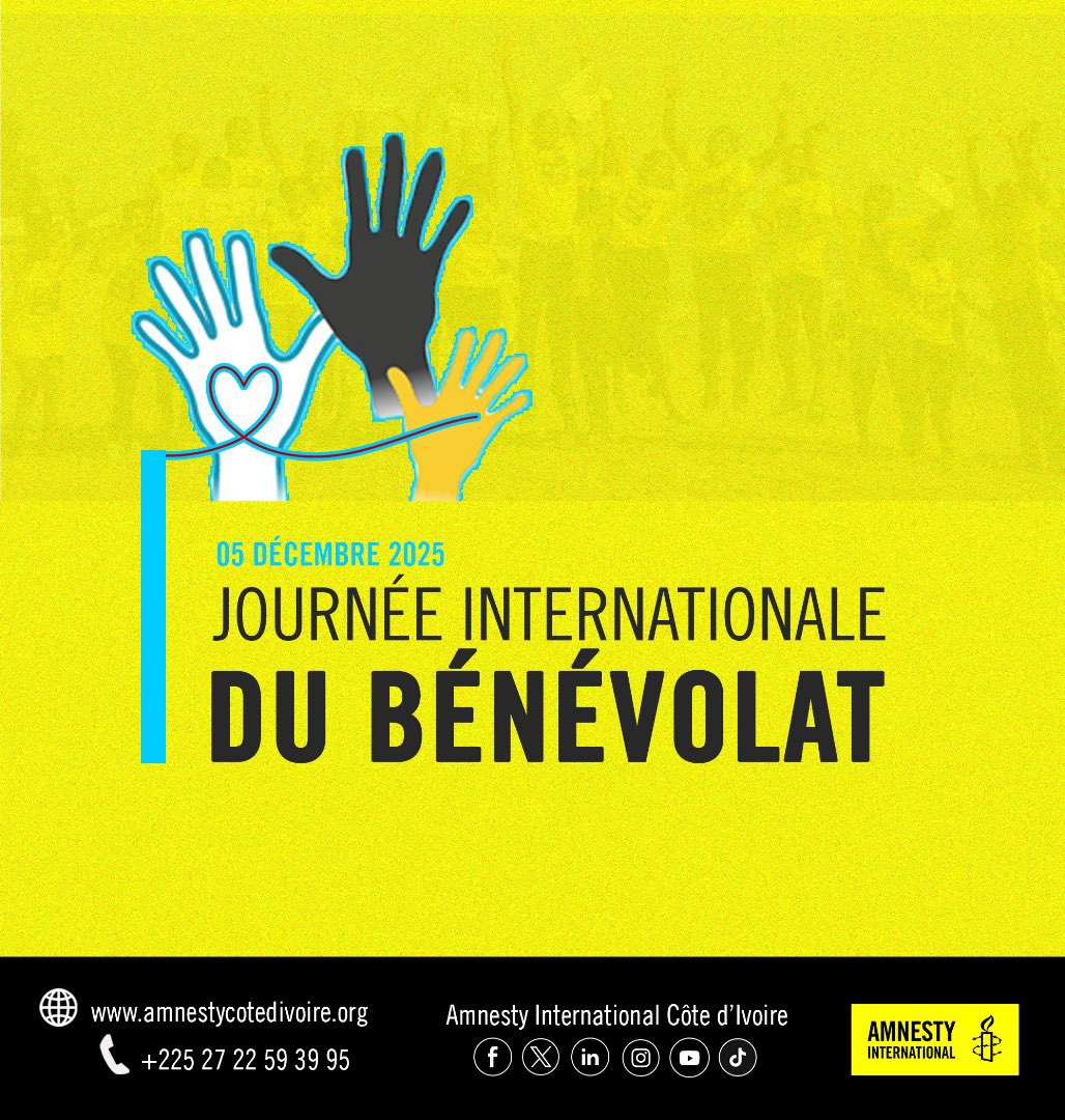 🟡 𝗝𝗢𝗨𝗥𝗡𝗘́𝗘 𝗜𝗡𝗧𝗘𝗥𝗡𝗔𝗧𝗜𝗢𝗡𝗔𝗟𝗘 𝗗𝗨 𝗕𝗘́𝗡𝗘́𝗩𝗢𝗟𝗔𝗧

Chaque 5 décembre, le monde célèbre la Journée internationale du bénévolat, une date instaurée par l’Organisation des Nations Unies en 1985 pour reconnaître la contribution indispensable des volontaires au