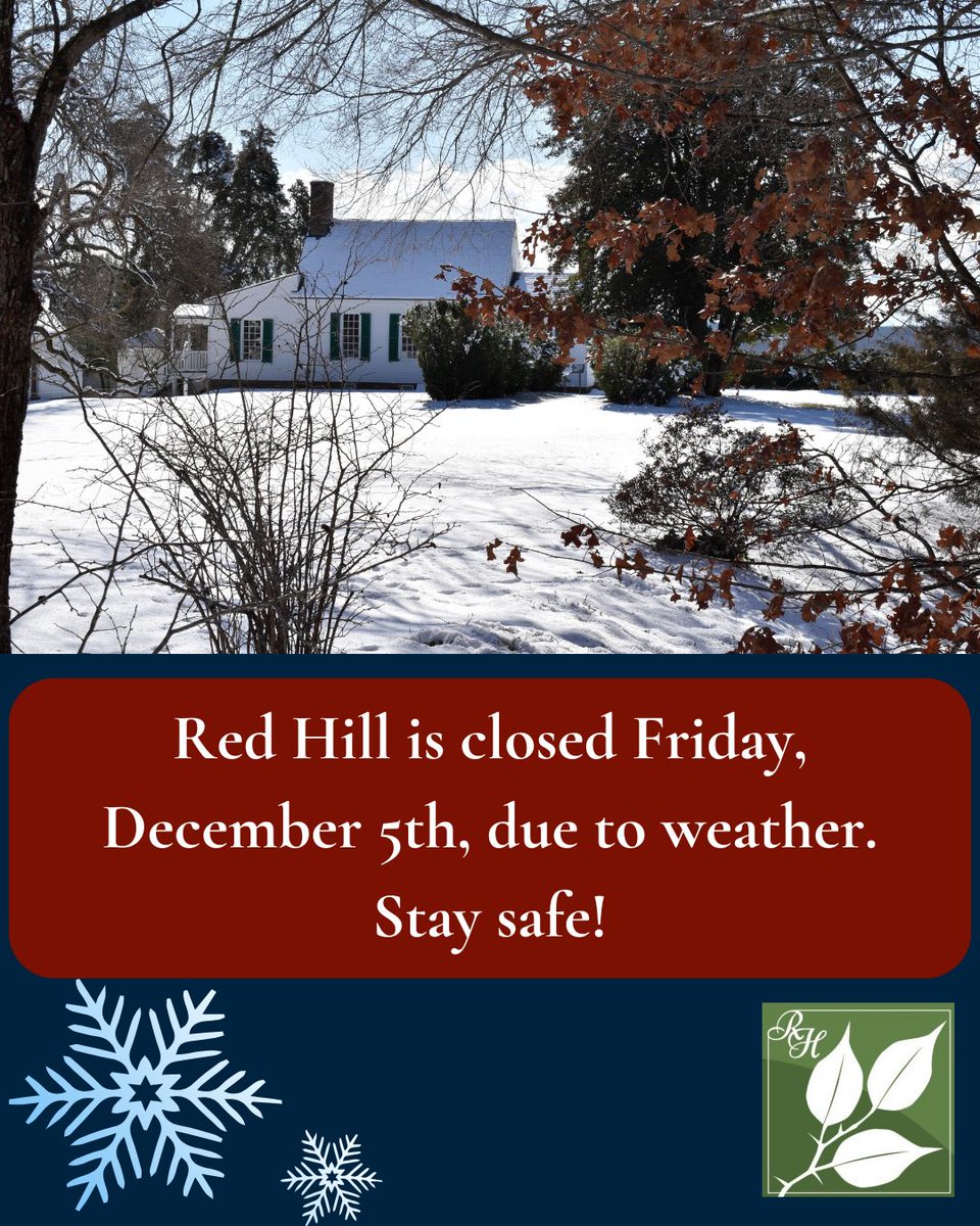 Due to snowy conditions, we are closed today. ❄️ 

Stay safe and warm!