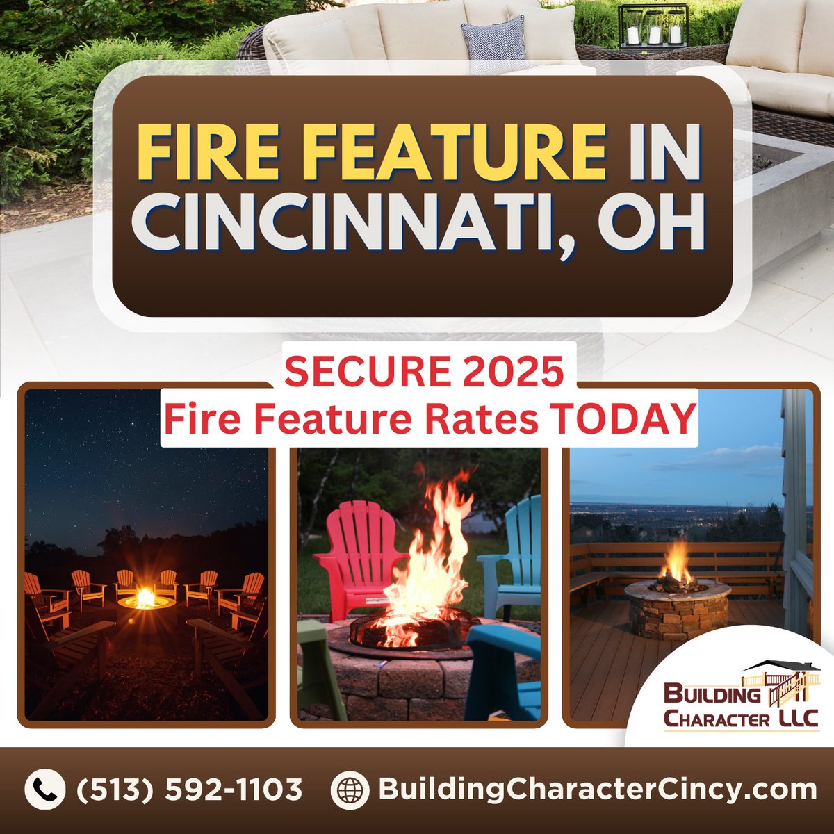 Rodrigu_julia0's tweet image. Lock in 2025 pricing before 2026 tariffs hit. 🔥
Book your fire feature project with Building Character and turn your Cincinnati backyard into a warm, inviting escape.
Don’t wait—secure your spot now!
#Cincinnati #FireFeatures #OutdoorLiving #BuildingCharacter