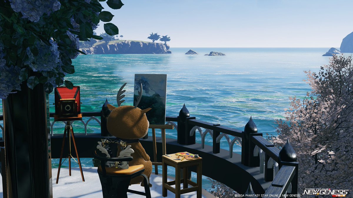 Birutona's tweet photo. #PSO2NGS 
 #PSO2NGS_S︎S 
「エアリオ町の海沿いの風景」
(SHIP2：394552 022180)
をのんびり散歩してきました(ﾉ*°▽°)ﾉ
素敵な絵画スポットを見つけました🎨 https://t.co/54zvnjOCEe