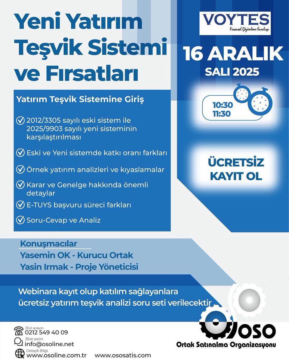 Tedarikçimiz Voytes aracılığıyla 16 Aralık tarihinde düzenlenecek webinara katılım için linkte bulunan formu doldurmanızı rica ederiz.

damise.com/tr/etkinlikler…

#webinar #voytes #yatırım #yatırımteşvik