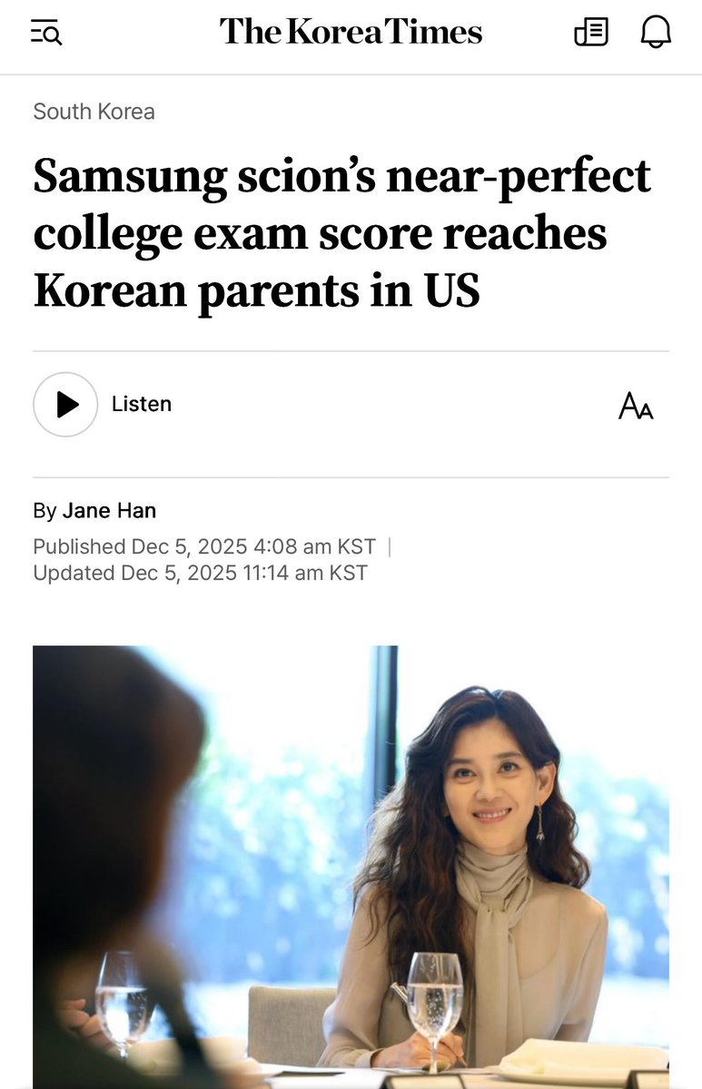 แปลจาก the korea times
ซีแอตเทิล — เรื่องราวเกี่ยวกับลูกชายของลีบูจิน ซีอีโอของโรงแรมชิลลา ที่ได้รับคะแนนเกือบเต็มในการสอบเข้ามหาวิทยาลัยระดับประเทศ กลายเป็นข่าวพาดหัวในประเทศเกาหลีแล้ว แต่กระแสฮือฮายังไม่หยุดเพียงเท่านั้น
ข่าวนี้แพร่กระจายข้ามมหาสมุทรแปซิฟิกอย่างรวดเร็ว