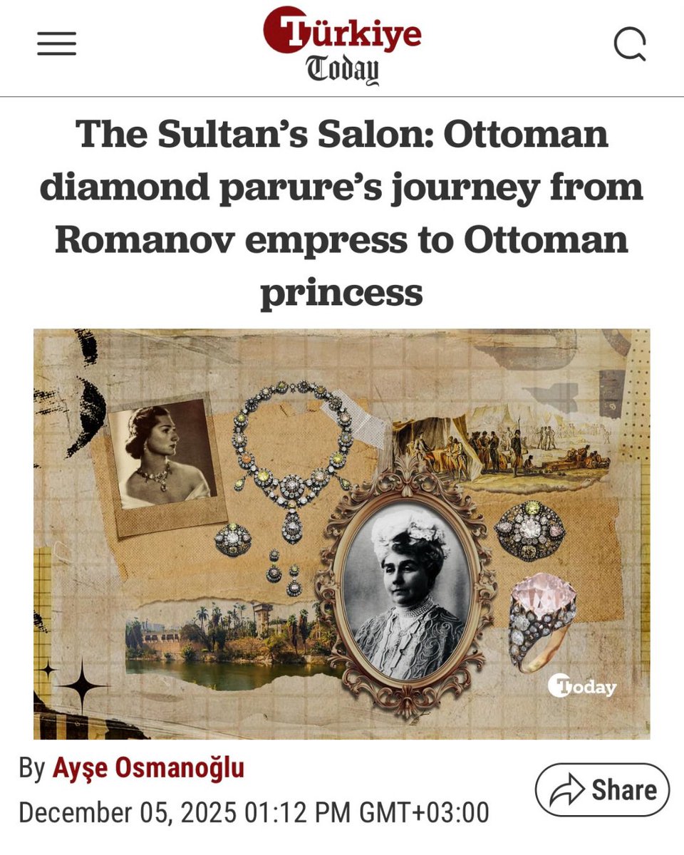 Step into the Sultan’s Salon

The Ottoman Diamond Parure’s Journey from an Romanov Empress to an Ottoman Princess

Click on link to read the article.

#History