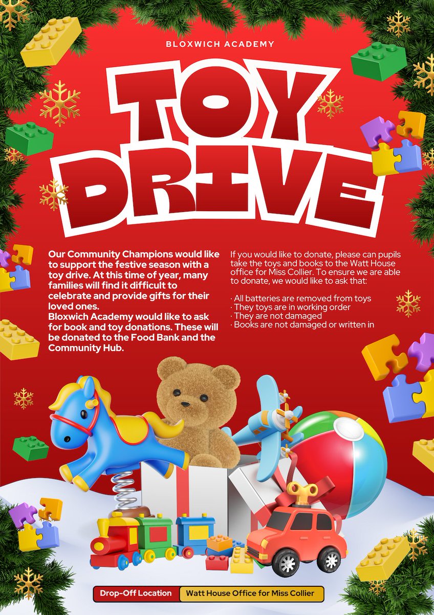 Don't forget we are supporting the Bloxwich &amp; Blakenall Food Bank this festive season.
The Food Bank, part of the Trussell Trust, provides food and essential toiletries for families during Christmas and beyond...
Find out more about our festive appeals: bit.ly/4occzGx