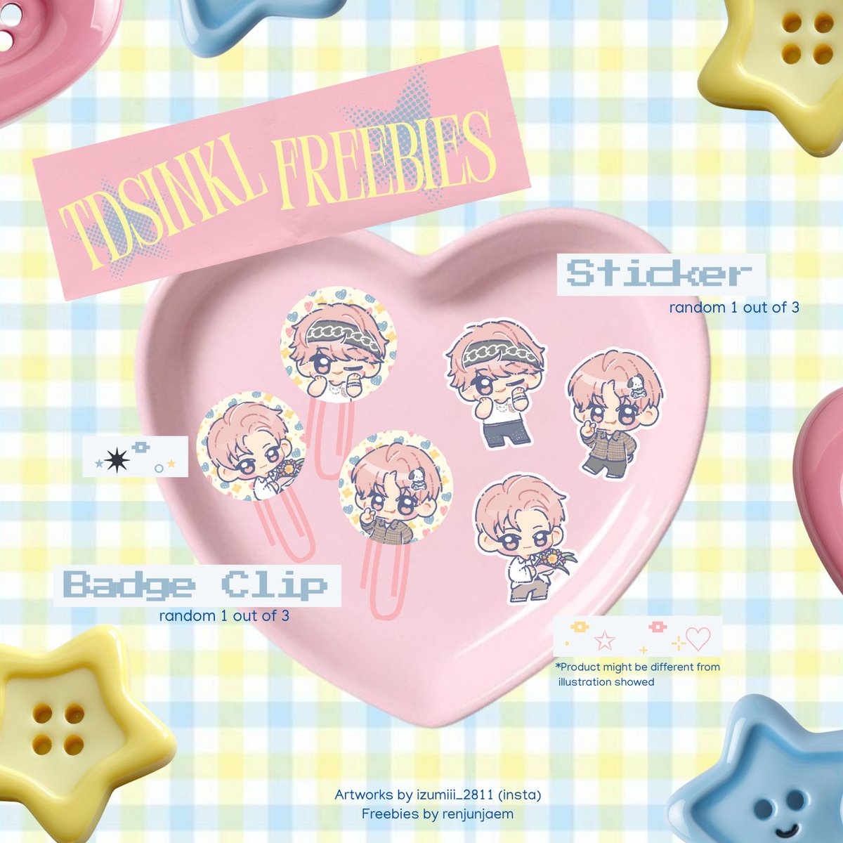renjunjaem's tweet photo. ⁀➴༯ renjunjaem tds4inkl freebies
Renjun Special Random Pack!

What will you get in 1 pack?
🍰 1x Badge clip
🍰 1x Glitter sticker

How to claim?
🍅 Find me on the day, will update my location later ~
🍅 Maybee i will do pop quiz hehe

🌟 See you later at #TDS4inKL https://t.co/9YzLALdqIl