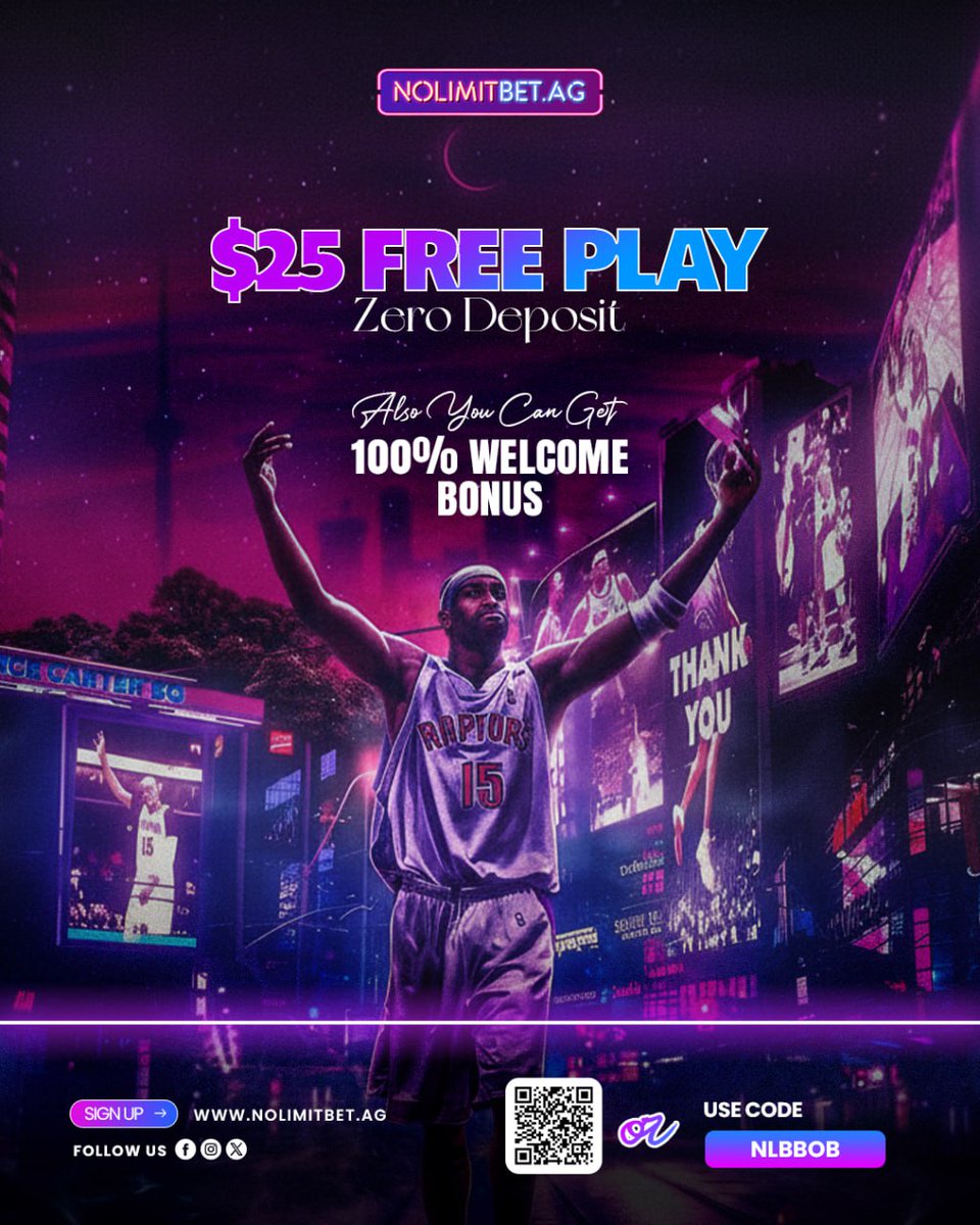 BobSportsBets's tweet image. 🔥 Get in the Game! 🔥
Join NoLimitBet.ag today and grab your $25 FREE PLAY – No Deposit Needed! 🤑
Plus, score a 100% Welcome Bonus when you start playing.

👉 Sign up now: nolimitbet.ag/?aff=NLBBOB

#NoLimitBet #SportsBetting #FreePlay #Bonus #BetSmart