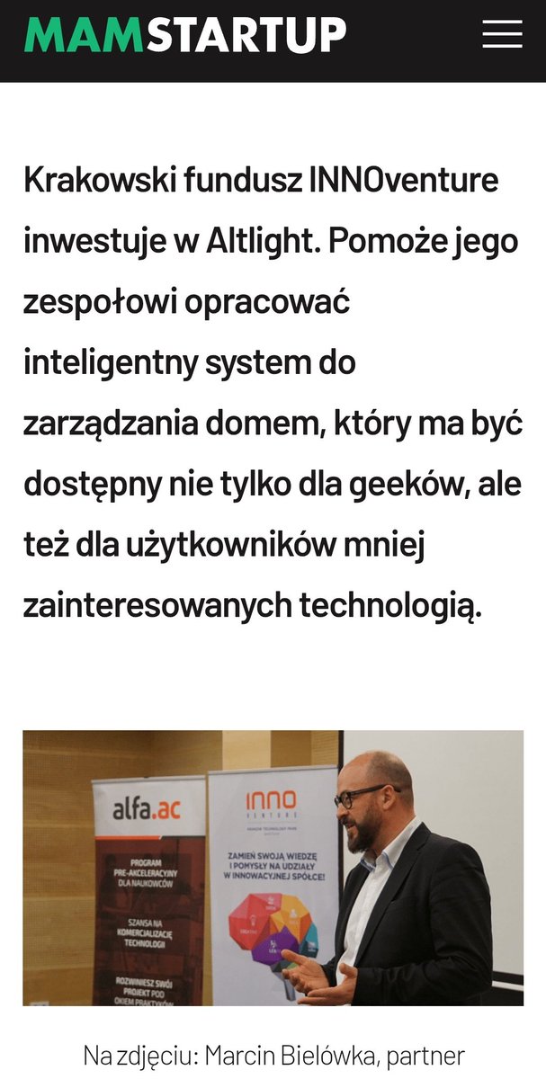 niemamnietutaj0's tweet photo. Następnie powstały trzy start-upy #Altlight inteligentny dom #Scanway zajmuje się tworzeniem technologii kosmicznej między innymi ScanSat, która miała być satelitą, oraz #AbyssGlass tworzy interaktywne lustra i realizowała zamówienie https://t.co/lqlq2EeLg5 (screenshot1) https://t.co/yuKwiqmHRv