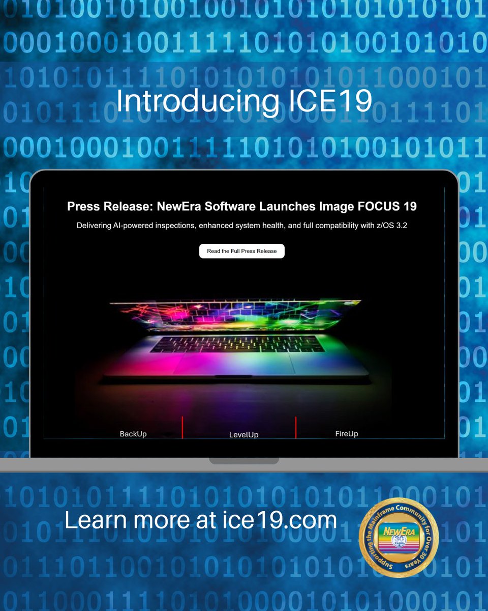zNewEraSoftware's tweet photo. We’re proud to announce the release of ICE 19, the 19th level and z/OS 3.2 supporting version of our Image FOCUS Software. Learn more about ICE19 at https://t.co/P5RkcE78ZJ

#zOS #zCommunity #IBMz #NewRelease #SoftwareUpdate #MainframeSecurity #MainframeInnovation #IBM #Mainframe https://t.co/PbKB3ta6v6
