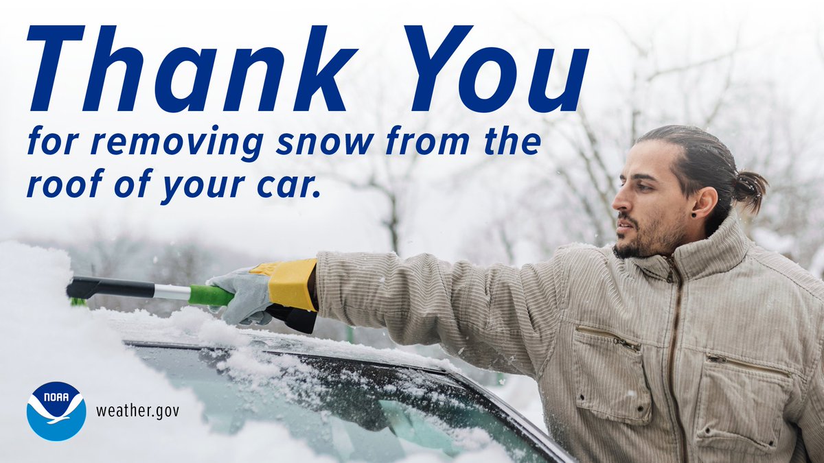 Please thoroughly clean snow off your car — including the roof.
Snow left on car roofs can fly off your vehicle when in motion, creating potentially dangerous situations for you and those driving behind you.