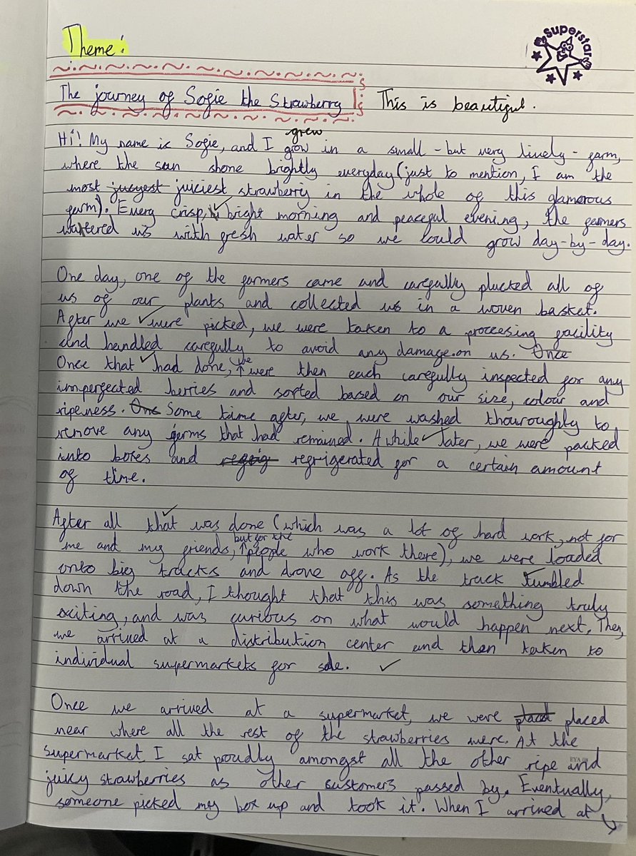 While making links with Geography, we wrote stories as fruits and vegetables. #creativewriting 🌰🧅🍓<a href="/Mr_H_Neville/">Mr Neville</a> <a href="/OliveTreeHT/">Headteacher</a> <a href="/rashtrapatibhvn/">President of India</a>