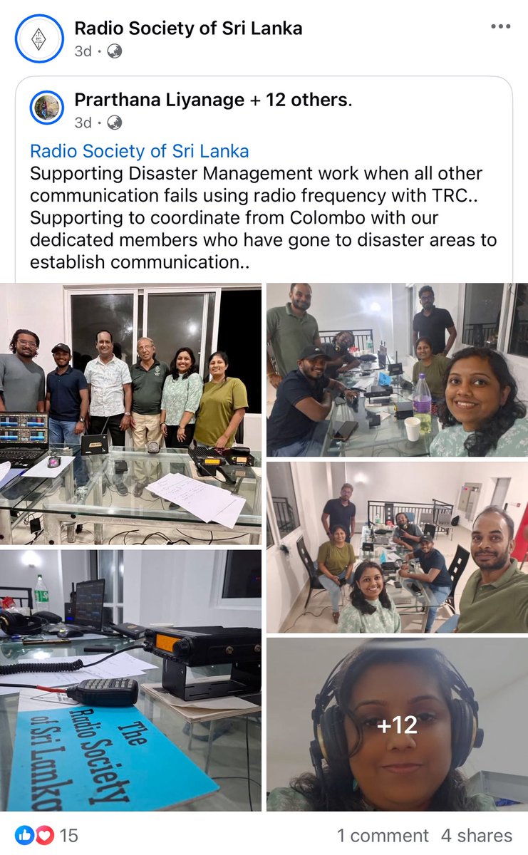 aselawaid's tweet photo. In the midst of this disaster, many volunteers have rightly been praised for stepping up when the country needed them most. But I would be remiss if I didn’t highlight a group whose service often goes unnoticed, yet whose contribution during the Ditwah Cyclone was nothing short of lifesaving. 

The Radio Society of Sri Lanka (RSSL) and the Amateur Radio Civil Services Network (ARCSN) quietly became the communication backbone when conventional systems collapsed. Using their own equipment, resources and expertise, these operators kept the Disaster Management Centre (DMC), TRCSL, and local authorities connected across multiple affected districts.

Over days of severe flooding, power outages, infrastructure failures, and unsafe conditions, RSSL/ARCSN operators deployed within hours, some from makeshift setups, some from vehicles, some from remote field stations. And yet, they kept Sri Lanka linked through resilient HF and VHF emergency channels when almost nothing else was working.

A heartfelt thank you to every single operator, coordinator, and silent contributor. Their work during the Ditwah Cyclone reminds us why amateur radio still matters and why Sri Lanka must continue to strengthen and support this capability.