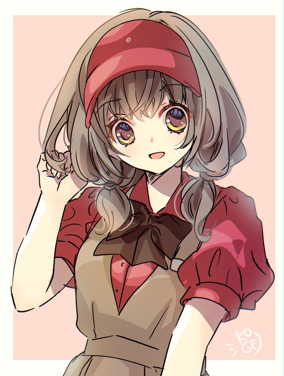 「これも結構伸びた絵。 昔のロッテリアの制服かわいいよね〜 …という話でした。 #」|こげどんぼ*💮育児中のイラスト