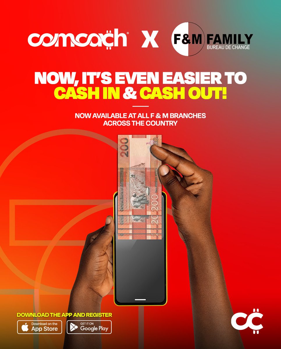 Cashing in and cashing out just got even easier!
ComCach is now available at all F&amp;M Family Bureau de Change branches nationwide — fast, secure, and convenient.

ComCach × F&amp;M — Make It Happen.