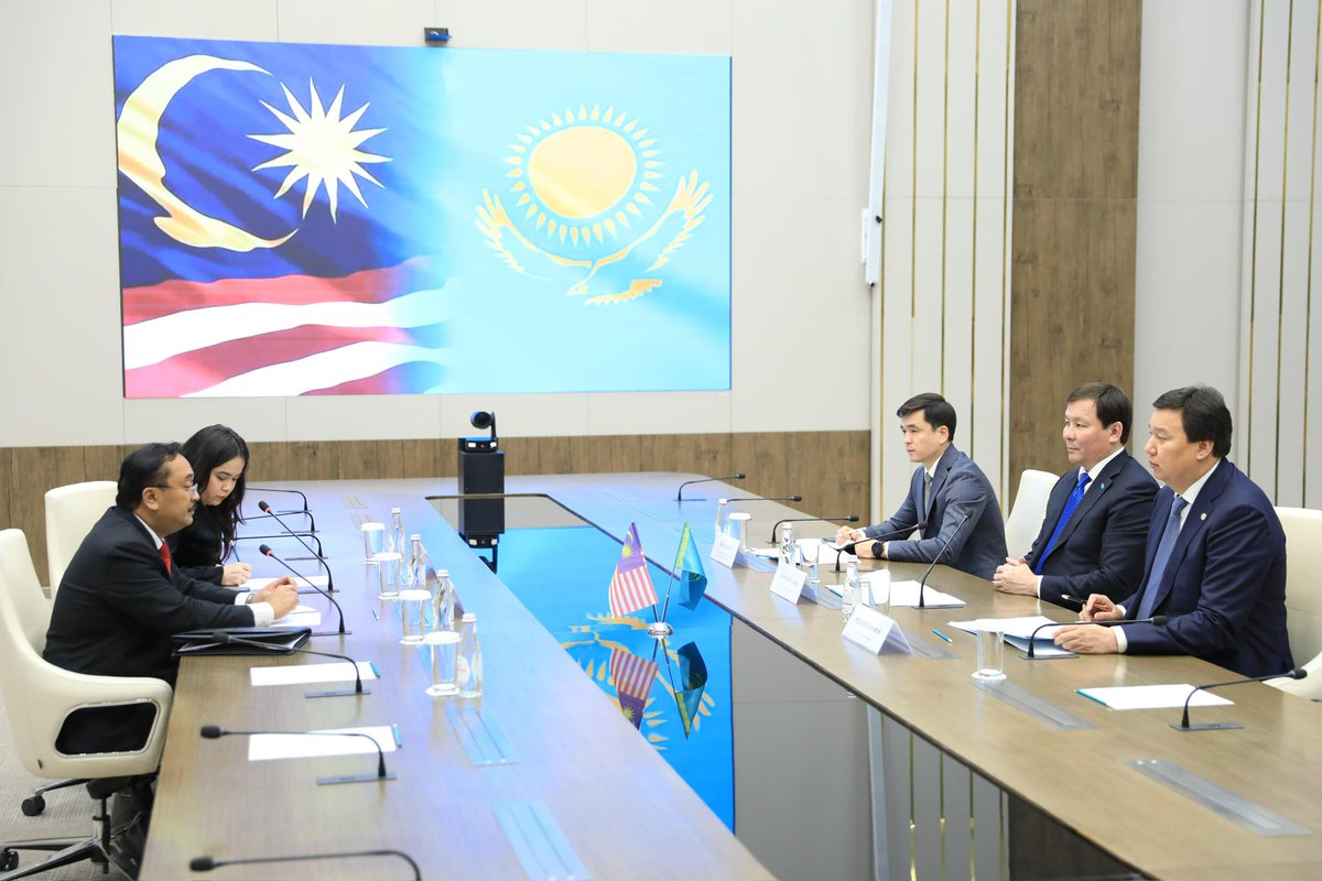 MYEmbAstana's tweet photo. On 4 December 2025, H.E. Ambassador Mohd Adli Abdullah met with Mr. Askhat Shakharov, Mayor of the Aktobe Region, on the sidelines of his working visit to Aqtobe in conjunction with the Aqtobe Investment Forum 2025 (4–5 December). https://t.co/Ag24kAtt3I