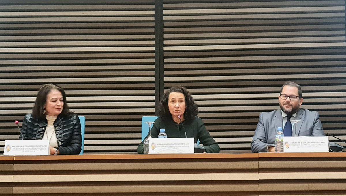 Clausura de las Jornadas a cargo de D°. María Felix Tena, presidenta del <a href="/TSJEXT/">TSJ Extremadura</a> a la que agradecemos su presencia. Igualmente agradecer a todos los ponentes sus excelentes exposiciones y a la Comisión de Igualdad y contra VG por su gran labor en la organización de las jornadas