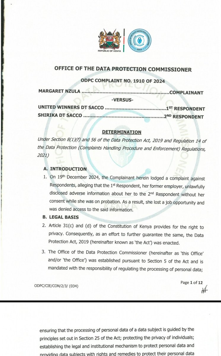 Thuranira_1's tweet image. An employer has been ordered to pay Ksh  250,000 for refusing to show a former employee what they said about her to a potential employer . She believed a negative reference cost her a new job. When she asked for answers, the employer hid behind “confidential.” The ODPC said no.…