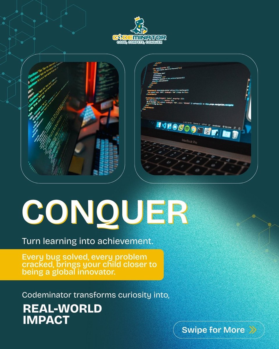 codeminator81's tweet photo. Code. Compete. Conquer. ⚡
Codeminator is where young minds think smarter, solve faster &amp; shine globally! 🌍💻

Give your child the stage to become a future innovator.
👉 Register for Codeminator 2025 – Qualifying Round 1 (Dec 17)

#Codeminator #CodeCompeteConquer #KidsWhoCode https://t.co/7AmzkArtKU