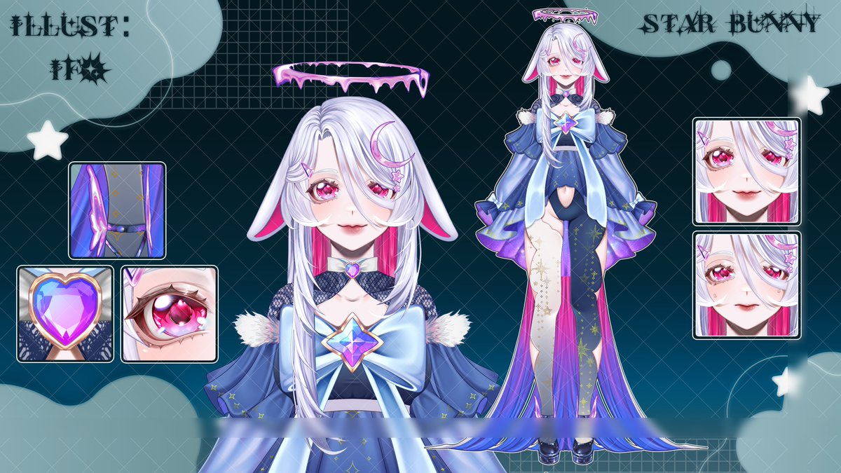 IFO_ART's tweet photo. ADOPT\LIVE2D MODEL | STAR BUNNY
#adoptable #auction #vtuber
START - 15$
MIN - 2$
AB1 - 150$
AB2* - 860$ 
*With AB2, you'll receive a fully-fledged Vtube model. The deadline for editing a character from an image into a Vtube model is 2 months or more. 100% prepayment is required. https://t.co/rvOyxITLYs