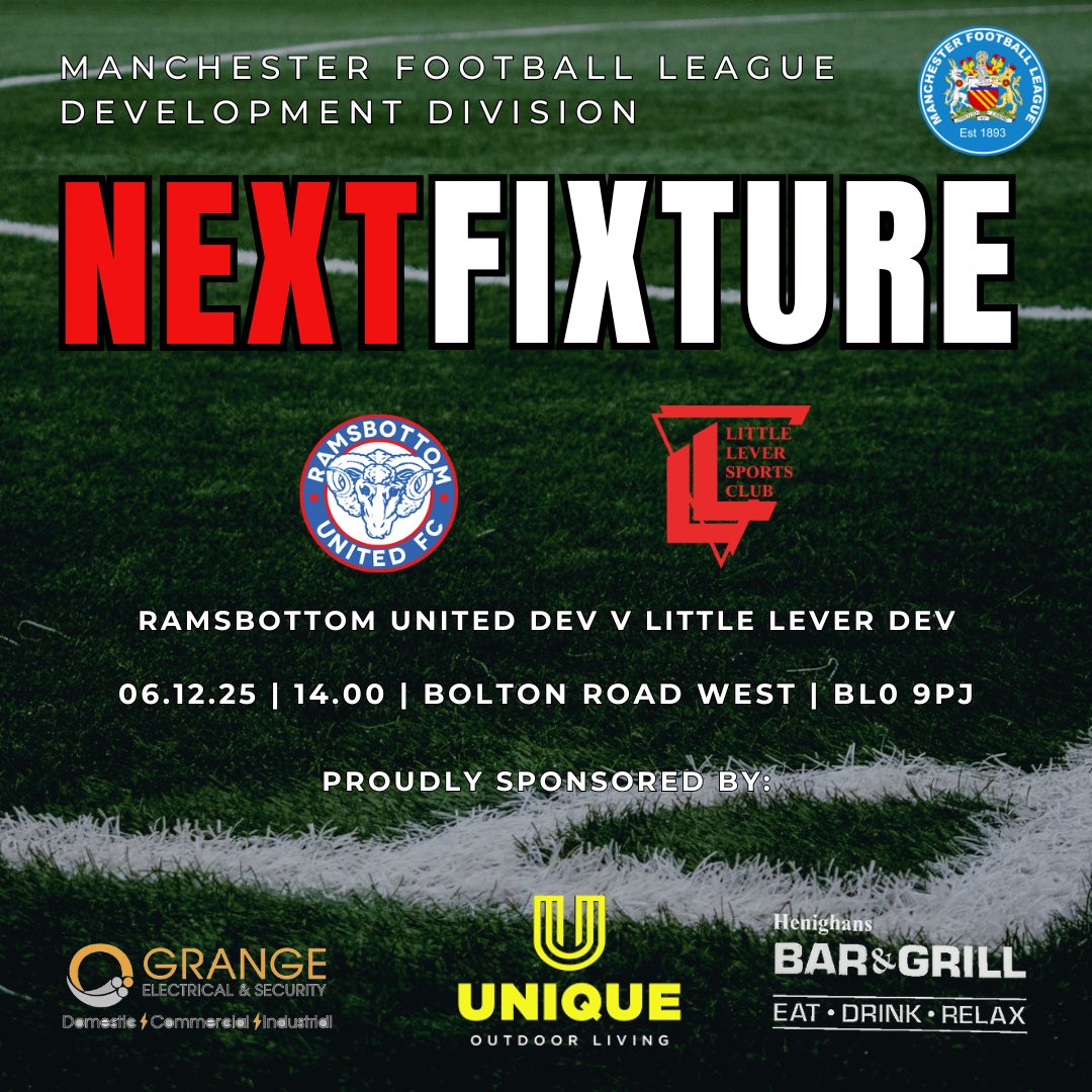 ⚽️‼️WEEKEND FIXTURES‼️⚽️

Reserves are on the road as they go to <a href="/pennington_fc/">Pennington Football Club</a> 

Development team also away as they make the short trip to Ramsbottom to play <a href="/RUFC_DevSquad/">Ramsbottom Utd Dev Squad</a> 

Both games 2pm kick off

<a href="/THEMCRFL/">Manchester League Ltd</a> <a href="/BOLTONFMSPORT/">Bolton FM Sport</a>