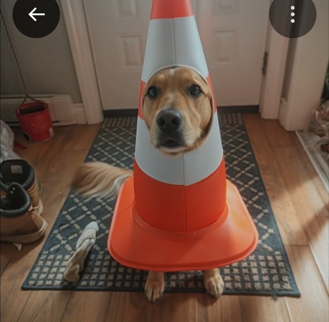 KimPitt10's tweet photo. Happy Halloween from your favorite traffic cone!

#goldenretriever 
#cutenessoverload
#dogsoftwitter 
#cutedogs
#trafficawareness https://t.co/akRGknGC4L