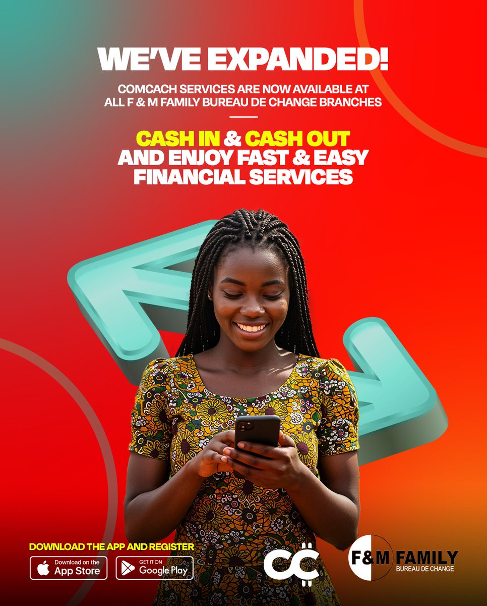 ComCach is now closer than ever! Visit any F&amp;M Family Bureau de Change branch to cash in, cash out, and enjoy fast, secure financial services.

ComCach — Make It Happen.