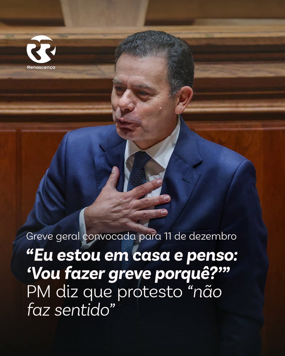 Para o primeiro-ministro, a greve geral tem motivações políticas e não faz qualquer sentido do ponto de vista dos trabalhadores 🔗 rr.pt/noticia/politi…