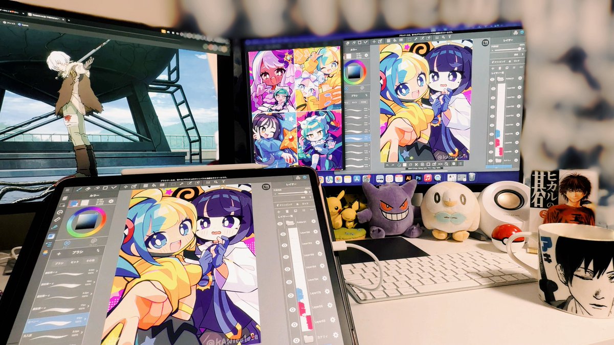 作業環境✒️iPad使ってます！
アニメとか映画流しつつ描いてます〜