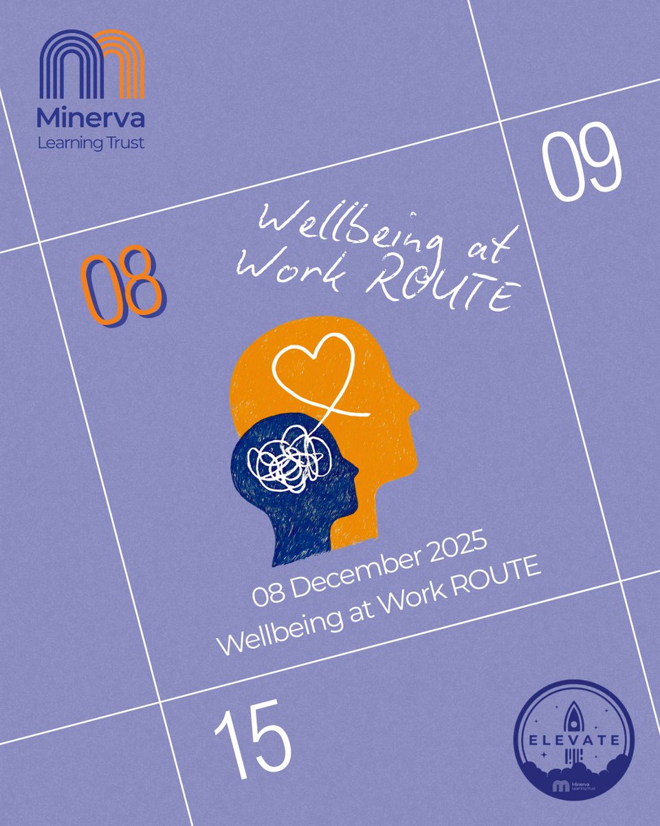 ✨ This Monday: Wellbeing at Work ROUTE

This session focuses on tackling anxiety, depression &amp; burnout, reducing stigma &amp; promoting open conversations.

Highlights coming soon!

#ProfessionalDevelopment #WellbeingAtWork #MentalHealthAwareness #MinervaLearningTrust #Elevate