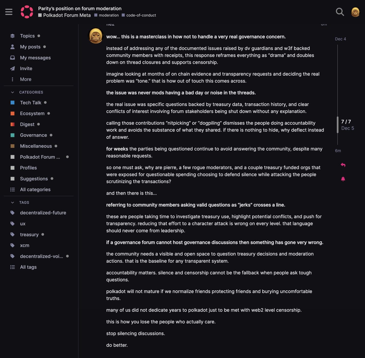 iamflez's tweet image. my response on polkadot forums: forum.polkadot.network/t/paritys-posi…

just sharing here in case it also gets censored 😅