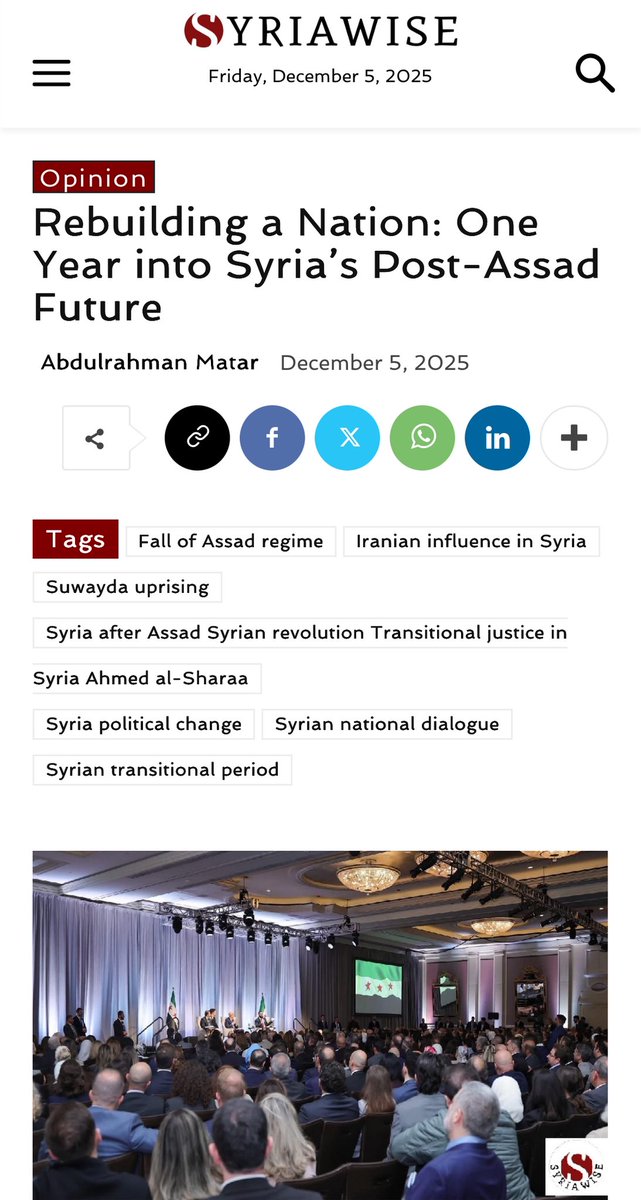 Rebuilding a Nation: One Year into Syria’s Post-Assad Future syriawise.com/rebuilding-a-n… via @#