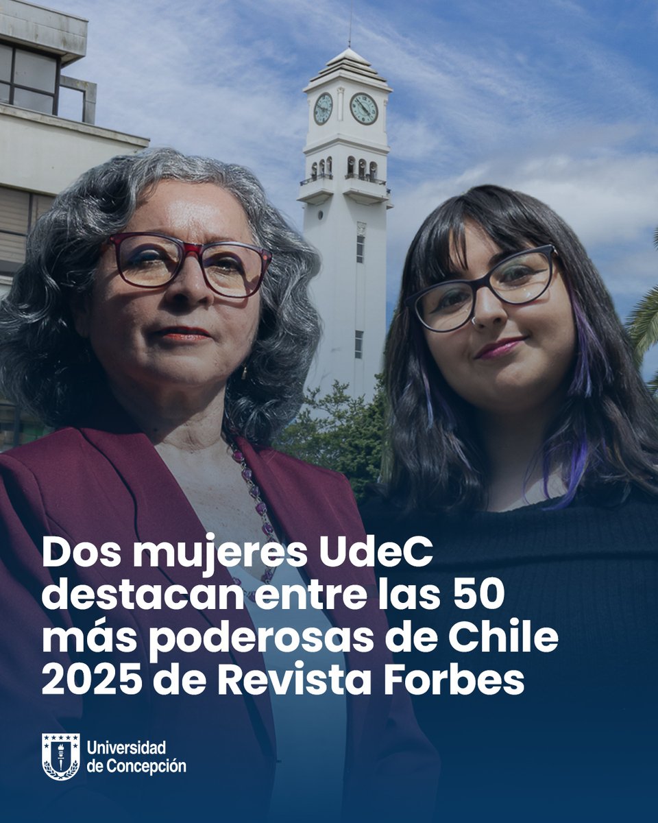 udeconcepcion's tweet image. #ComunidadUdeC: Revista Forbes reconoce a dos mujeres UdeC entre las 50 más poderosas de Chile 2025: la académica e investigadora, Dra. Apolinaria García Cancino, y a la investigadora Melissa Muñoz Flández 
noticias.udec.cl/revista-forbes…