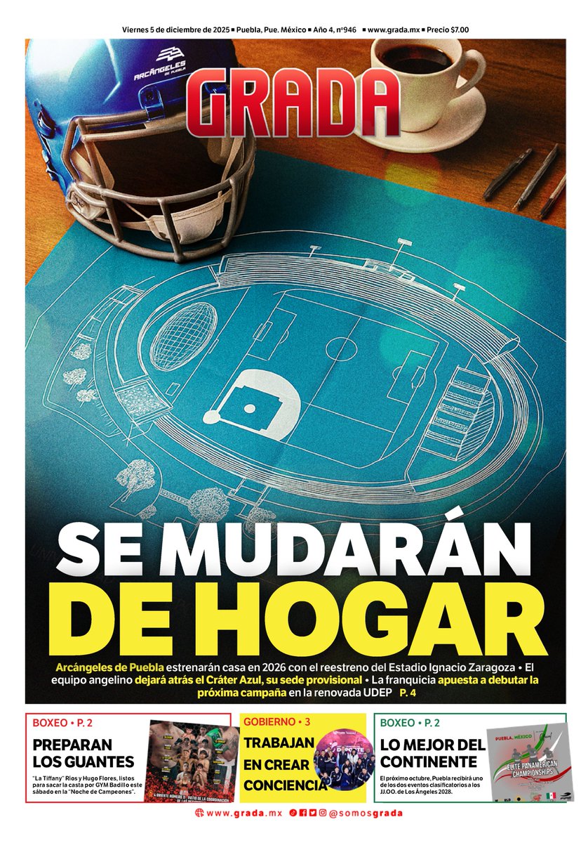 📰 Hoy, en GRADA:

🏠 <a href="/arcangelesdepue/">Arcángeles de Puebla</a> SE MUDARÁN DE HOGAR.

🥊 Vendrá el mejor boxeo del continente.

🤲🏽 <a href="/DeportePue/">Instituto Municipal del Deporte</a> trabaja en crear conciencia.

#DondeEstamosTodos💺